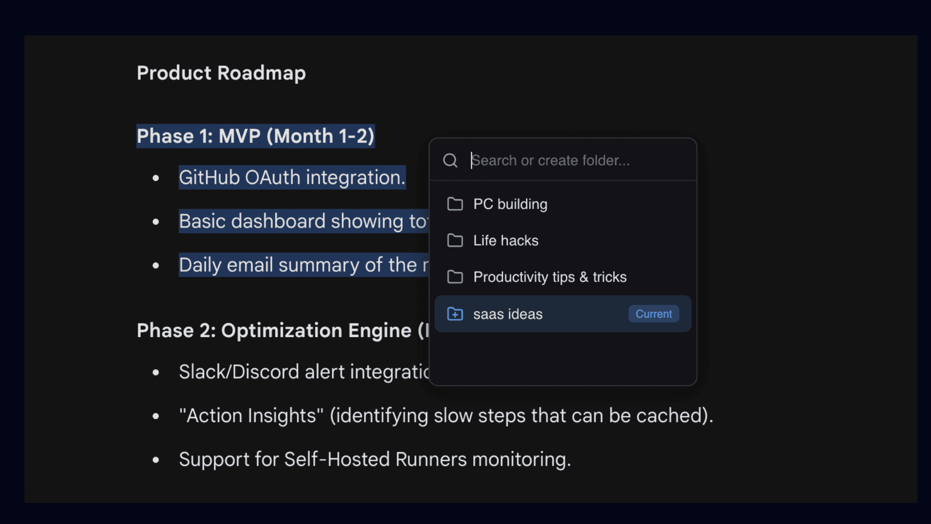 Link Highlights with Folders
